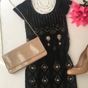 Black & Nude Bebe Bodycon Dress